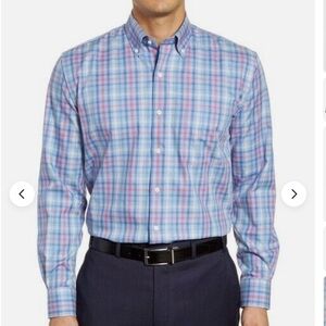 Peter Millar gingham plaid button down shirt 100% cotton Size Large